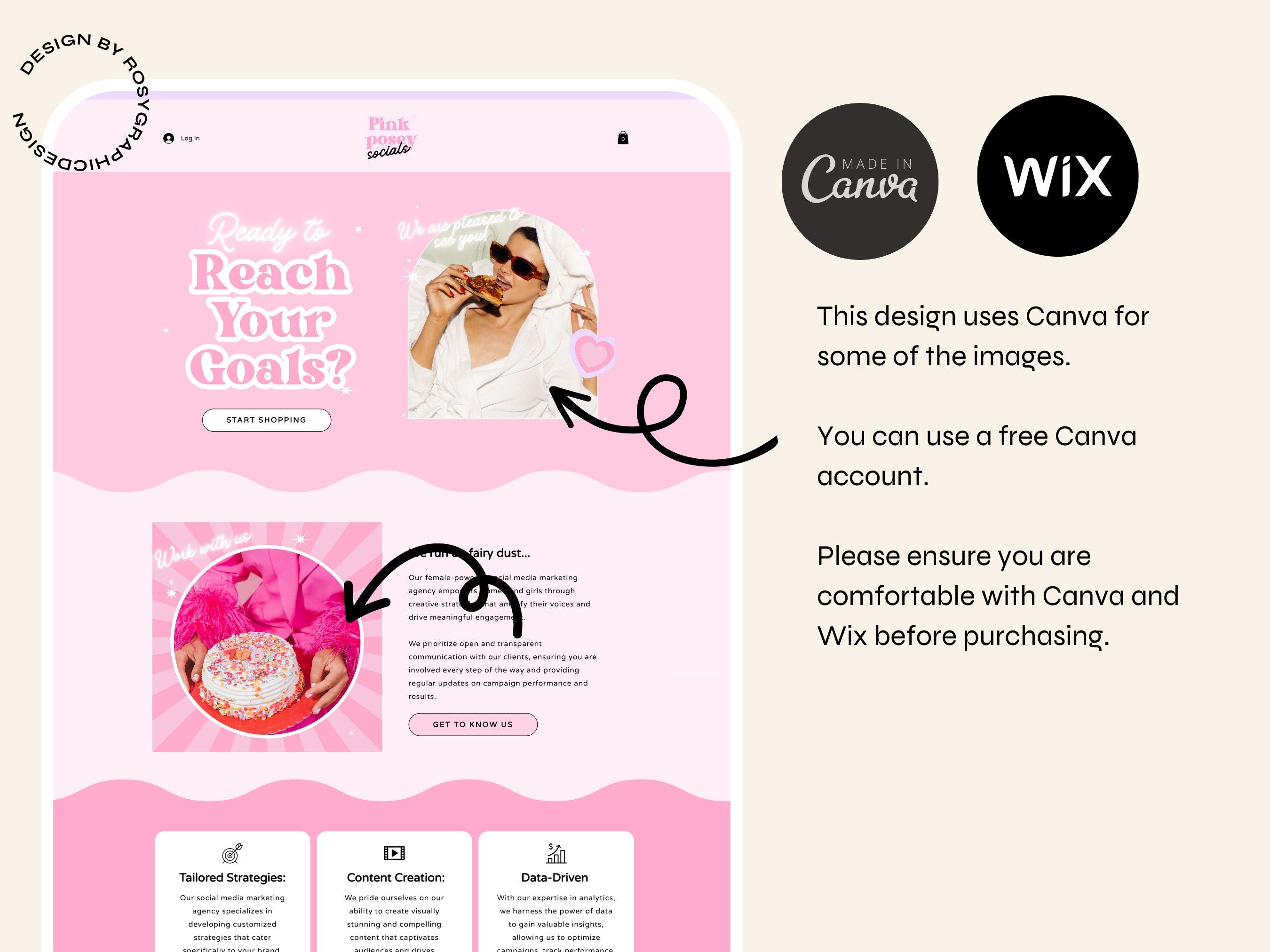 Wix website template - Pink Posey